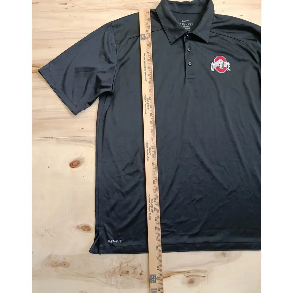 Nike Ohio State Buckeyes Dri-FIT Polo Shirt Men's Large Black Performance